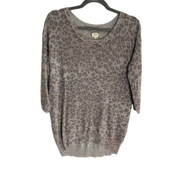 Wilfred Leopard Print Grey Cream High Low Silk Blend Sweater-sz XS - Picture 1 of 7